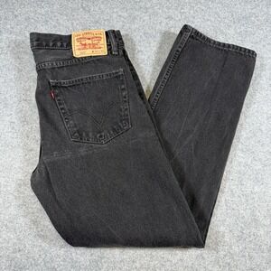 Levis 505 Jeans Mens 34x30 Black Gray Straight Fit Denim Zip Fly Faded Mid Rise